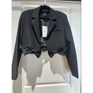 Zara Crop Blazer with Bows - Black S